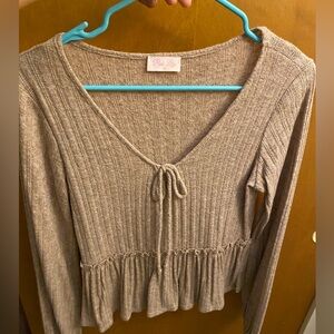 Pink Lily Ribbed Peplum Top